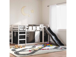 Beliche Com Escorrega E Cortinas 90x200 Cm Branco E Preto