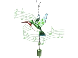 Campanas De Viento Colibrí Decoración Jardín Metal Vidrio Cascabel Sonido Melodioso Exterior Interior Regalo