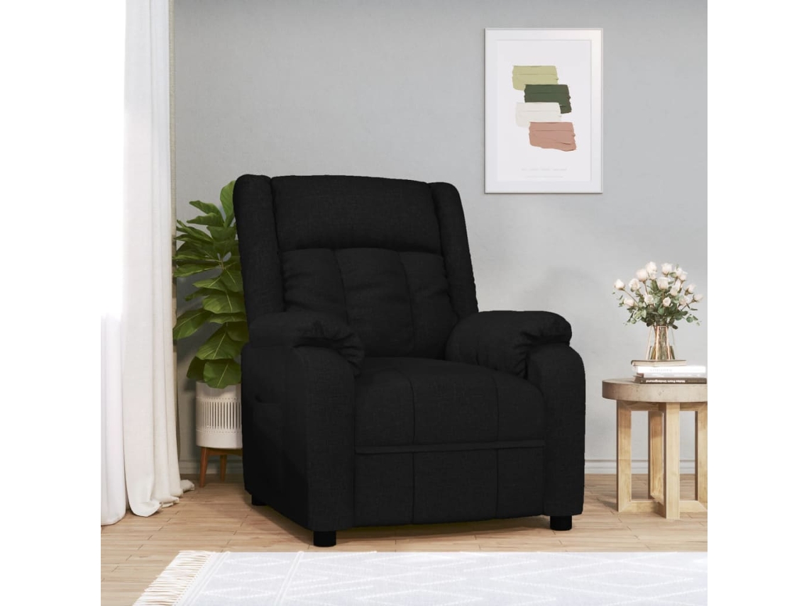 Vidaxl Poltrona Reclinável Tecido Preto