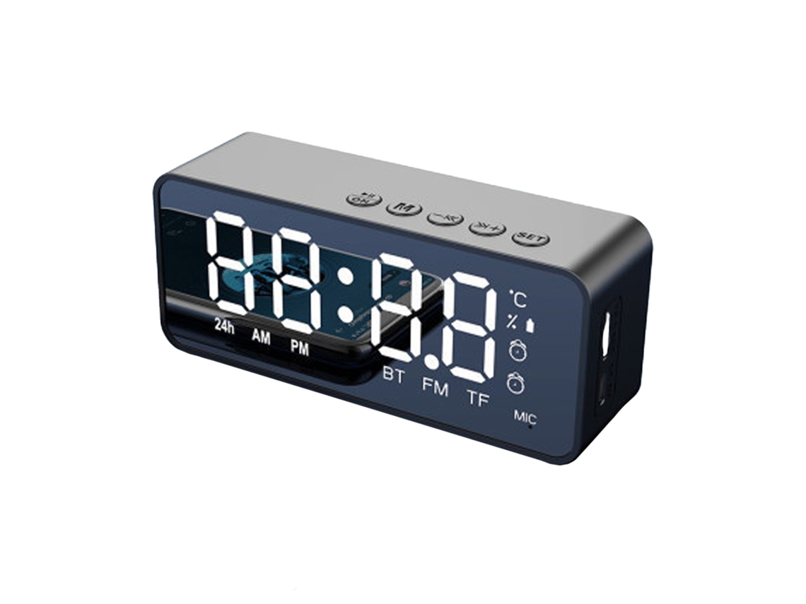 Despertador Digital Com Alto Falante Bt, Relógio Com Display Led Espelhado Com Alarmes Duplos Para Quarto, Suporte Para Alto Falante Hifi, Cartão Tf