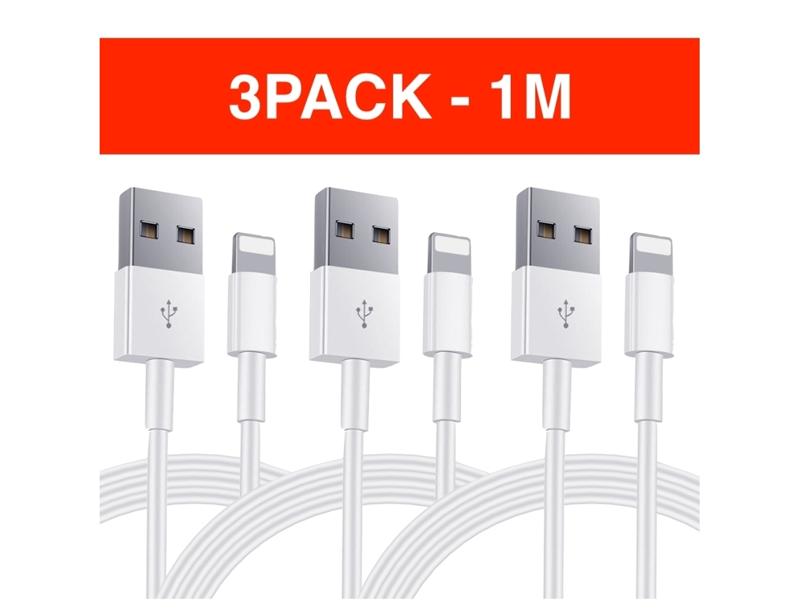 Kit De Cinco Unidades De Cabo Lightning 1 M Branco Compatível Com Iphone 17 E Ipad