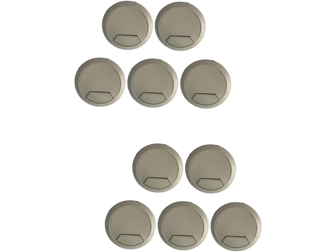 Kit Com 10 Peças De Protetores De Cabos Para Mesa Com Textura Escovada, Para Passagem De Cabos.