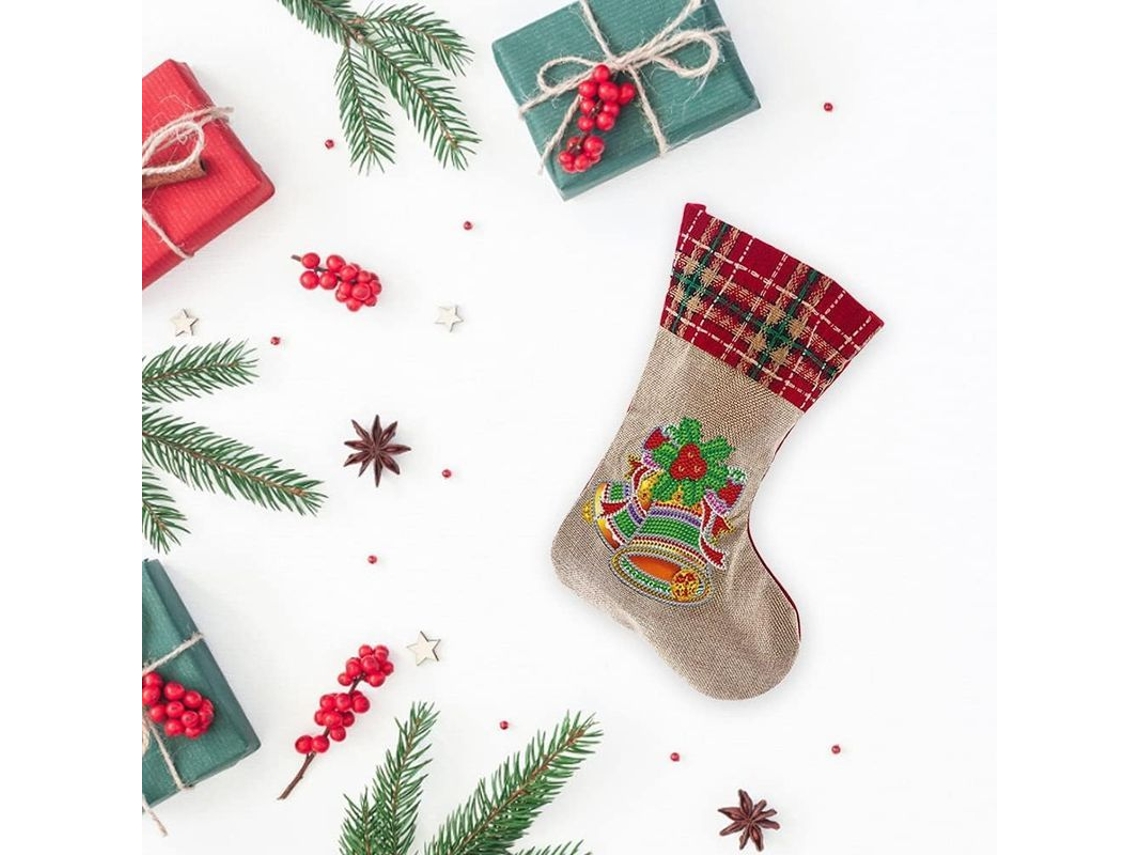 Calcetines De Navidad Diy Con Diamantes, Papá Noel, Muñeco De Nieve, Regalos, Bolsas De Dulces