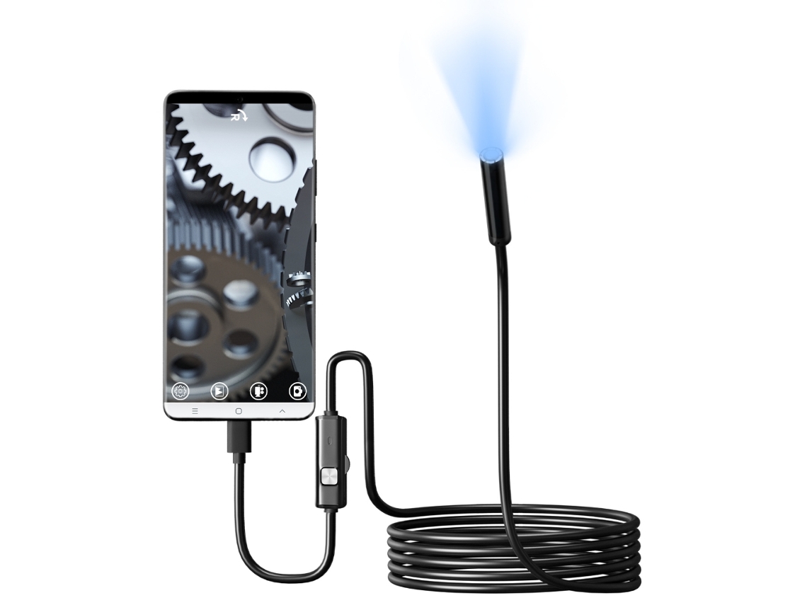 Câmera De Inspeção Endoscópica Com Lente De 7 Mm E 6 Leds, Câmera De Inspeção Usb C Para Celular Brilvibera