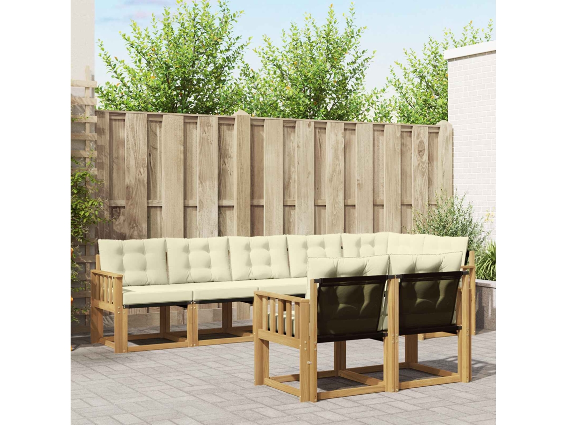 Vidaxl Conjunto De Sofás Para Exterior 8 Unid. Branco E Creme