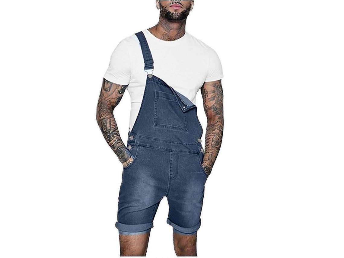 2026 calças Jeans Curtas Masculinas Casual com Bolso Peito Tipo Reto Alças B