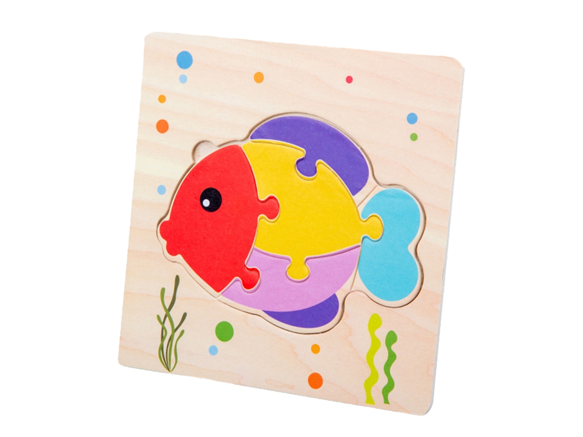 Ats puzzles de Madeira para Bebês e Crianças Animais a Adoráveis Puzzles Educacionais Brinquedos Presente de Aniversário para Meninos e Meninas Peixe
