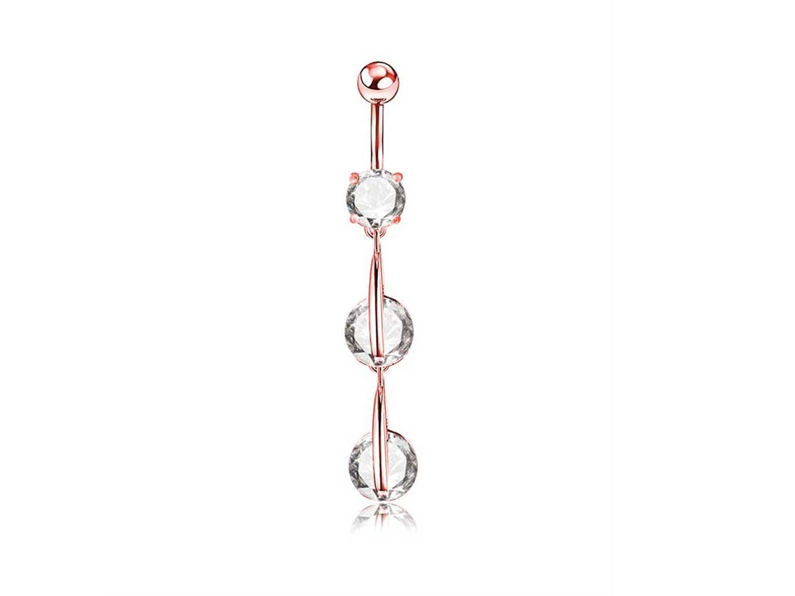 Anel De Barra De Umbigo Com Zircônia Moda Longa Bijutería De Piercing
