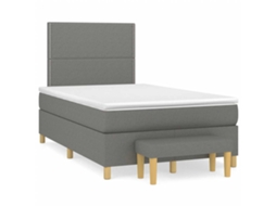 Vidaxl Cama Boxspring Com Colchão 120x190 Cm Tecido Cinzento-escuro