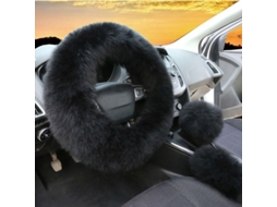 Conjunto De 3 Fundas De Volante De Cuero Y Lana Australia Suaves, Anti-fondo, Para Mujer, Invierno, Coche Suv, 38cm