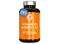 Vitamina D 365 Cápsulas De Vitamina D3 K2 Vitamina D Altamente Concentrada. Favorece Função Imunológica E Óssea 365 Cápsulas Hn (4000 Ui)