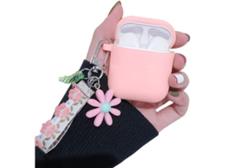 2026 capa de Silicone Macia com Porta chaves para Airpods 1 e 2 Amarela