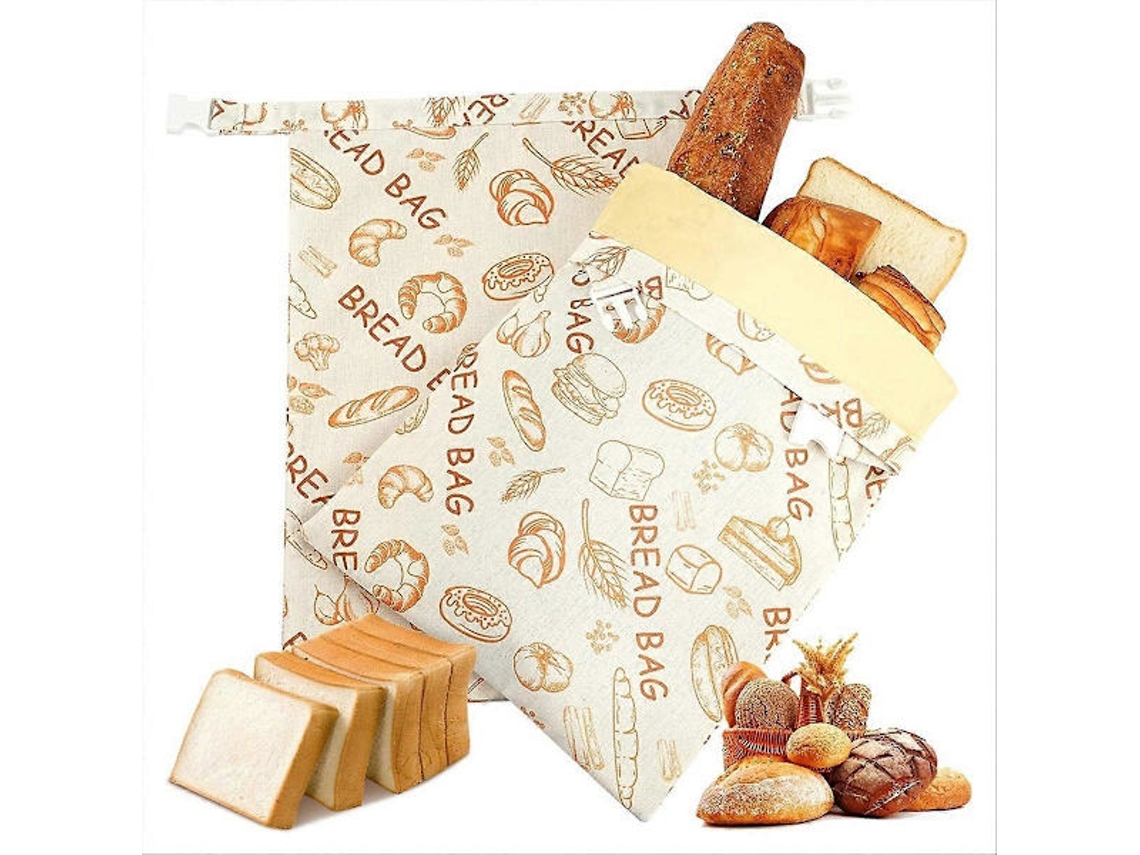 Conjunto De 2 Sacos Reutilizáveis Para Conservar Pão Caseiro, Em Algodão E Cera De Abelha, Com Armazenamento Respirável E Reutilização Diária