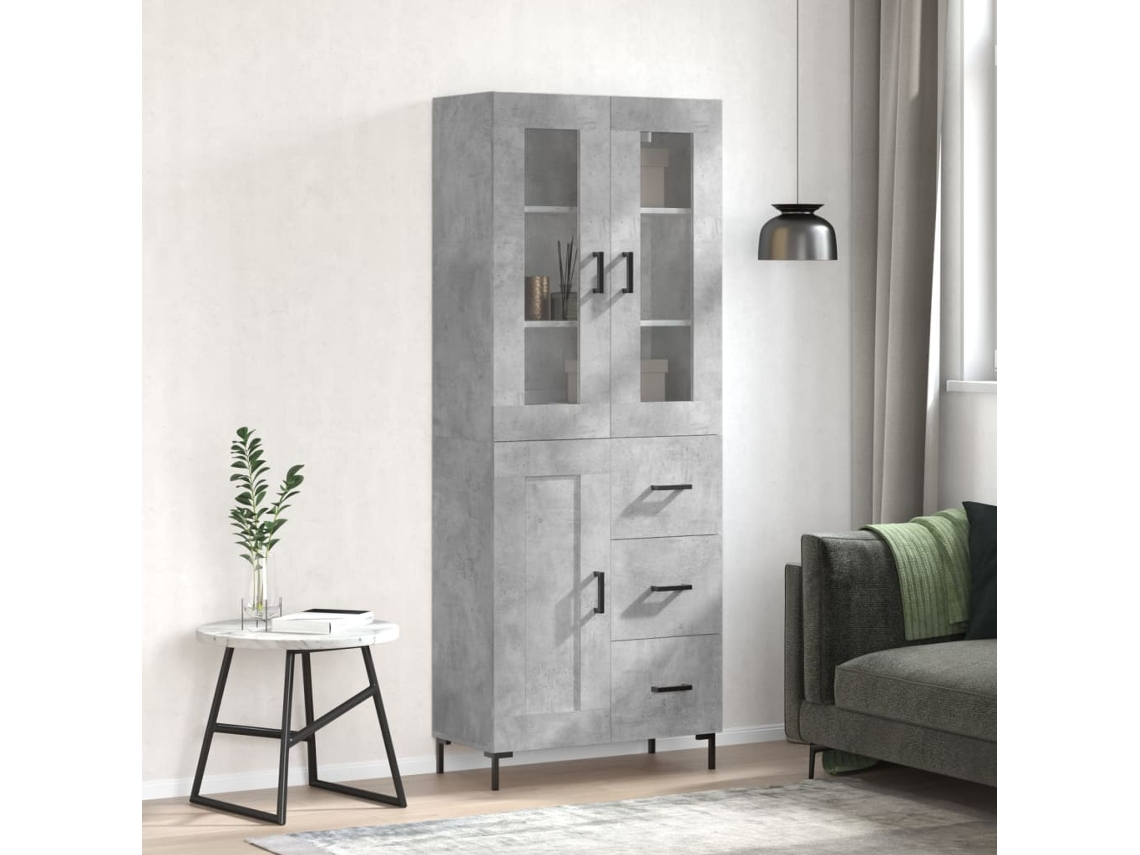 Vidaxl Armário Alto 69,5x34x180 Cm Derivados De Madeira Cinza Cimento