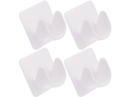 Conjunto De 4 Suportes Para Varão Cortina Chuveiro, Com Fixação Adesiva Sem Pregos, Em Plástico, Para Banheiro