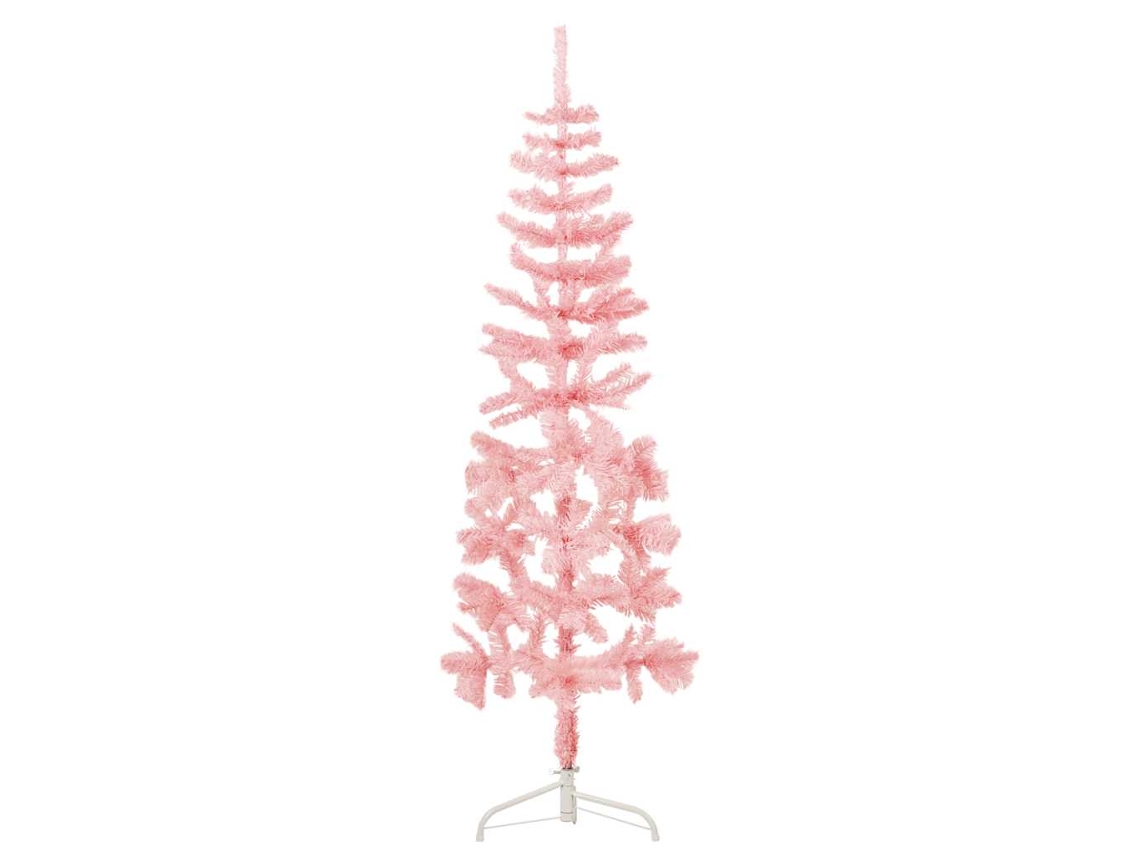 Vidaxl Meia Árvore De Natal Fina Com Suporte 120 Cm Rosa
