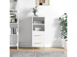 Aparador de madera labrada, 34,5 x 34 x 90 cm, blanco brillante