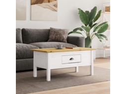 Vidaxl Mesa De Centro Bodo 100x55x46 Cm Pinho Maciço Branco/castanho