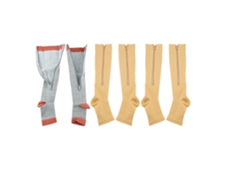 3 Pares Meias De Compressão Com Zíper Dedo Aberto Over The Calf Para Esportes Homens Mulheres Xxl