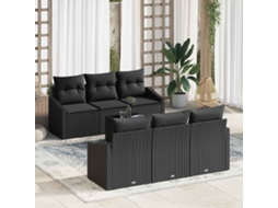 Vidaxl Conjunto De Sofás 7 Unid. Preto Vime Pe