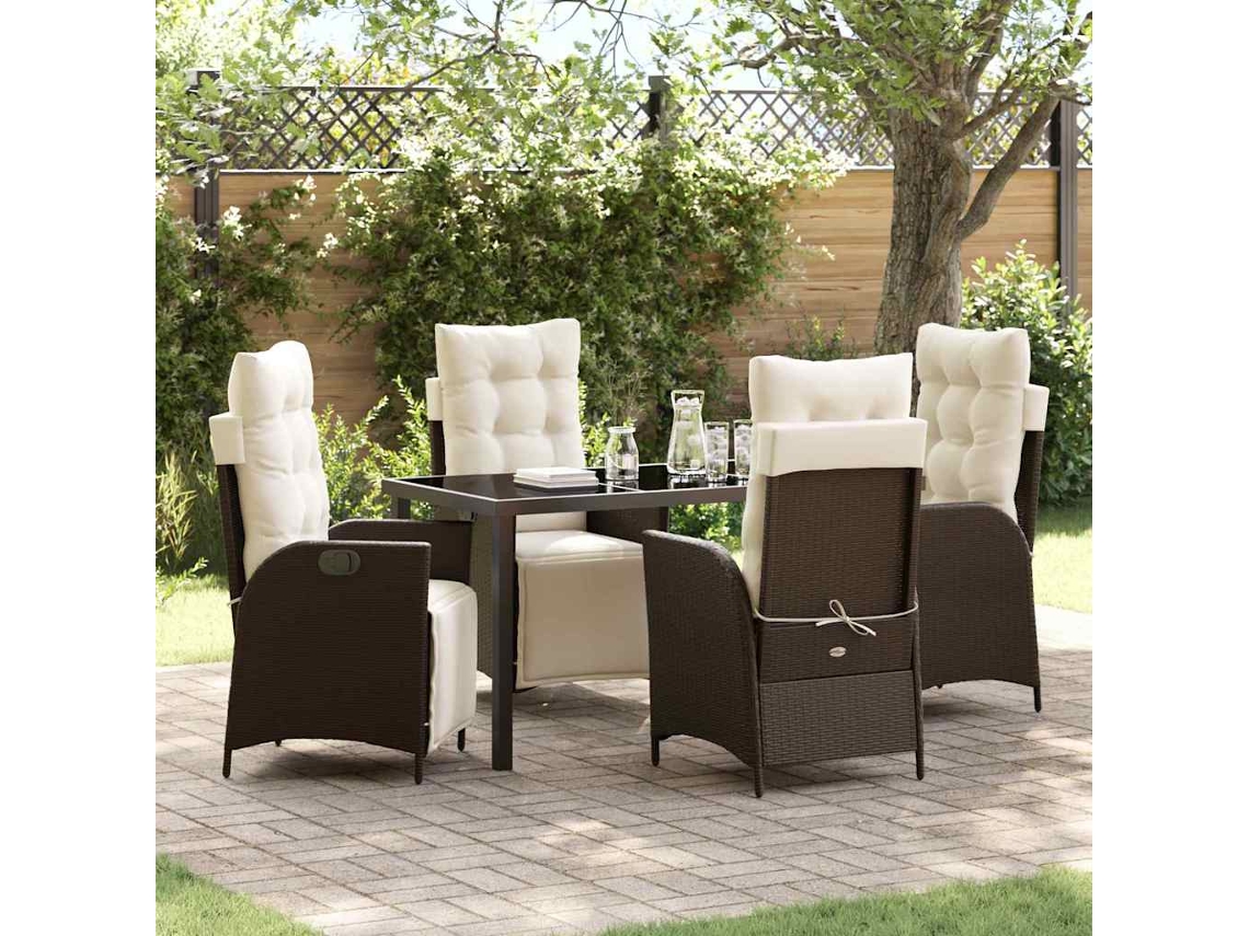 Vidaxl Conjunto De Jantar Para Jardim 5 Unid. Castanho Vime Pe