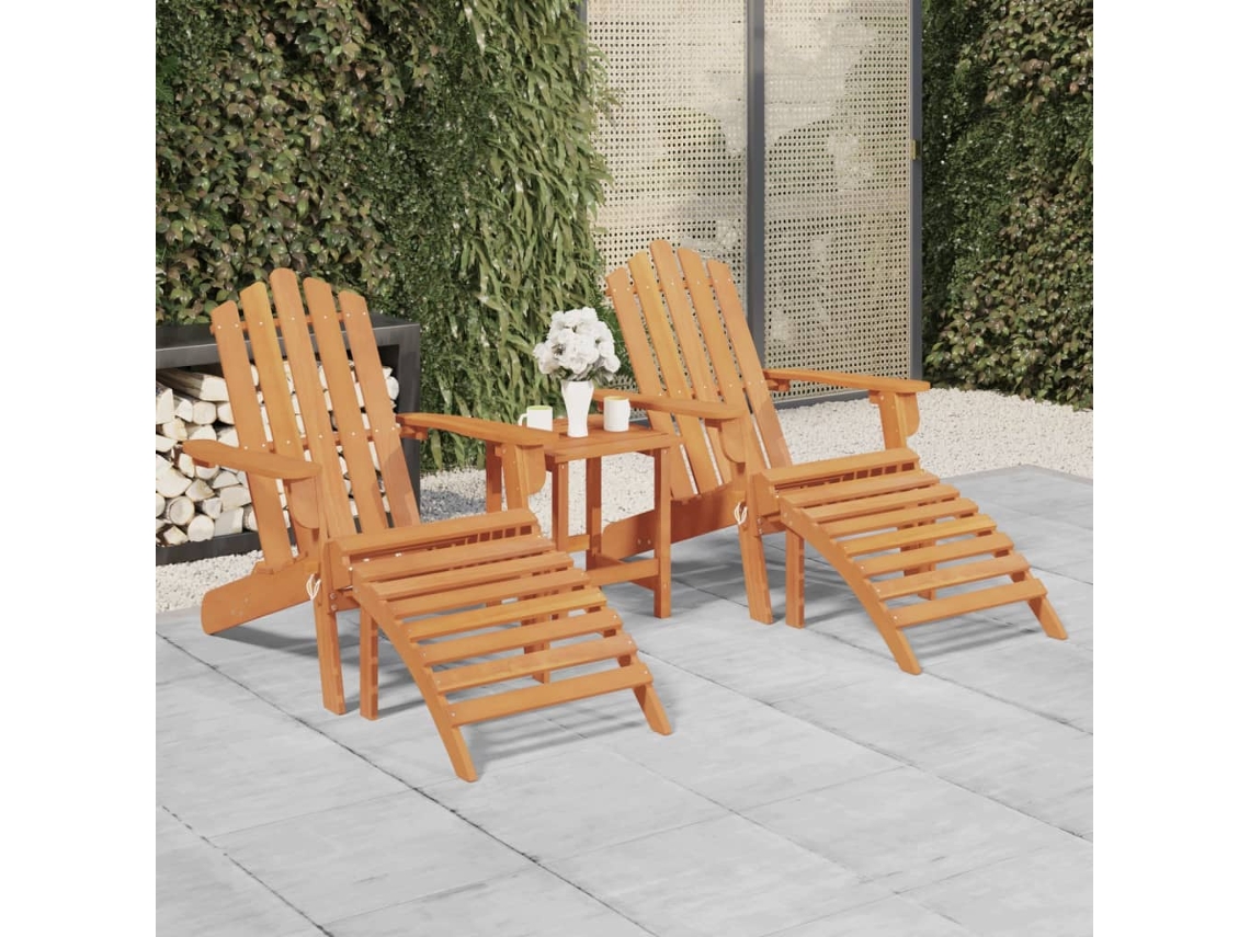 Cadeiras De Jardim Adirondack C/ Apoio Pés 2 Pcs Acácia Maciça Dkd Home Decor
