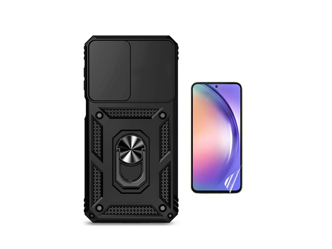 Kit Película Protectora De Hydrogel Frente Capa De Proteção Militar Magnética Janela Gift4me Para Samsung Galaxy A27 5g - Preto