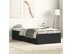 Vidaxl Estrutura De Cama Solteiro 75x190 Cm Preto