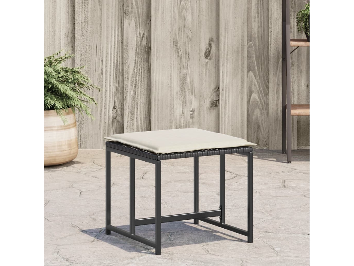 Vidaxl Bancos De Jardim Com Almofadões 4 Pcs Vime Pe Preto