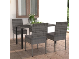 Vidaxl 5 Pcs Conjunto De Jantar Para Jardim Vime Pe Cinzento