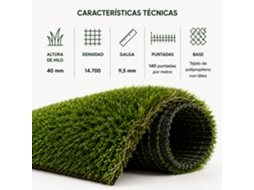 Relva Artificial Lorvik Premium Alta Densidade 40 Mm — 2×10 M (20 M²) Exterior Natural