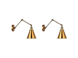 Luminária de Parede Nova LINE, Industrial, 2x Cônica, Bronze, com Braço Ajustável