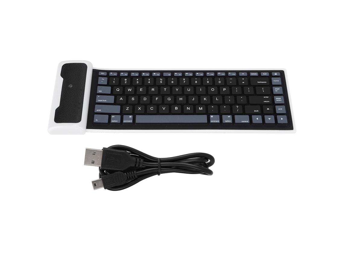 Teclado Sem Fio Bluetooth Flexível, Impermeável, De Silicone Preto E Miniatura