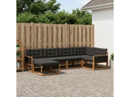 Vidaxl Conjunto De Sofás Para Exterior 6 Pcs Natural E Preto