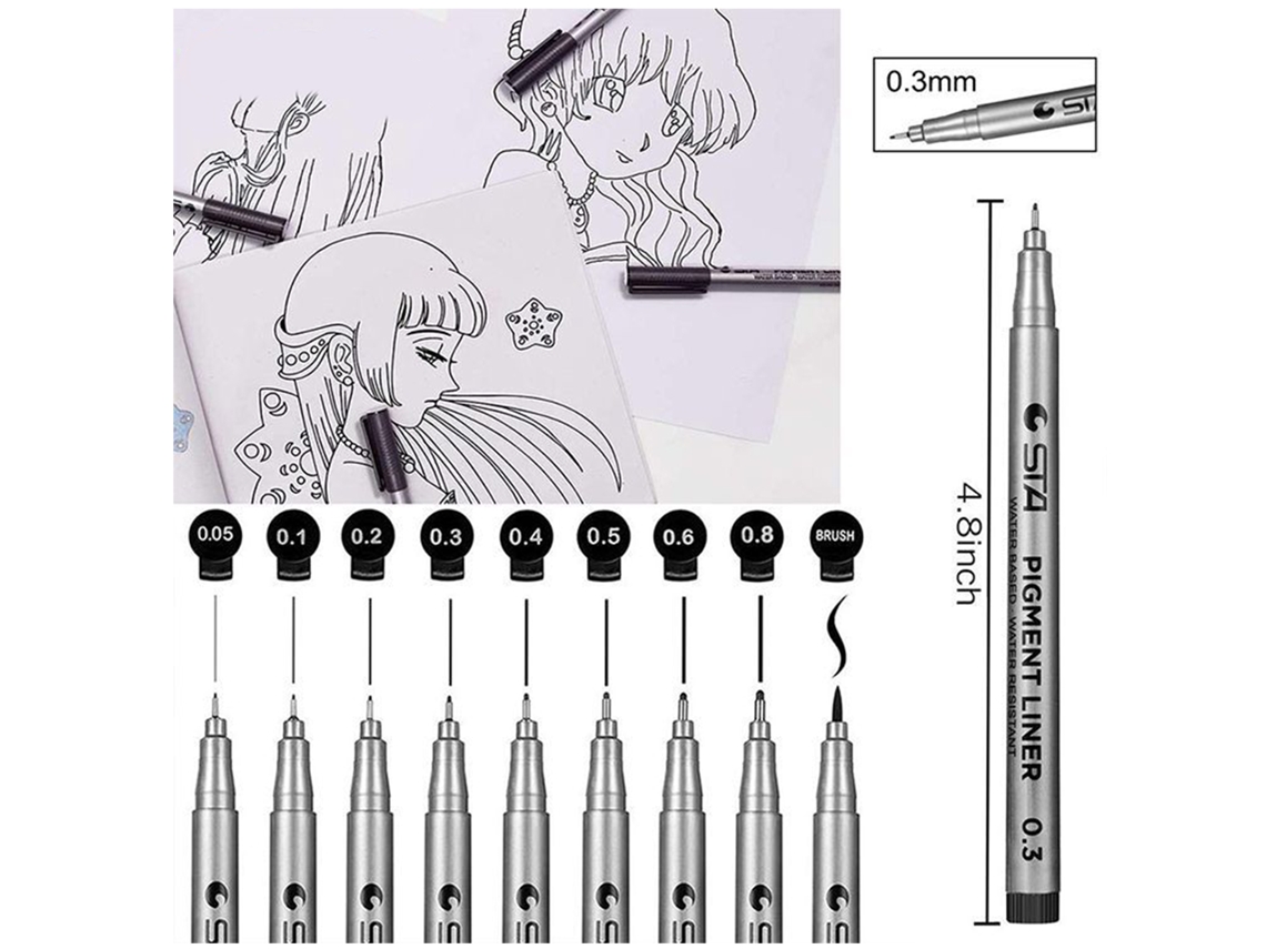 Canetas Fineliner De Precisão Micro-pen Com Tinta Waterproof Para Desenho E Arte