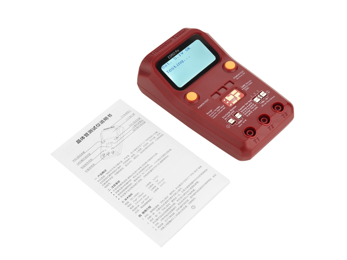 Testador Digital de Transistores Bside Esr02 Pro para Componentes Smd, Capacitores, Indutores e Resistores com Display Lcd