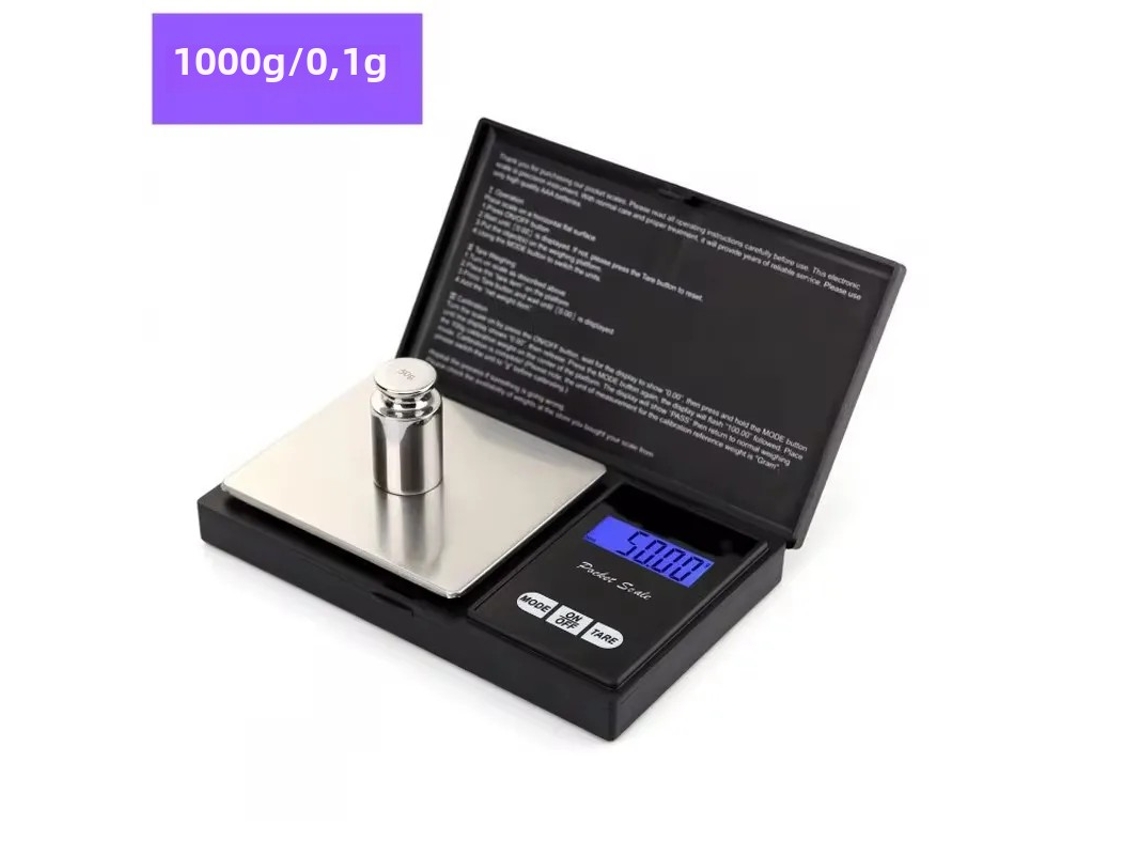 Balança Eletrônica Portátil De Precisão (1000g, 0,1g) Com Visor Lcd.