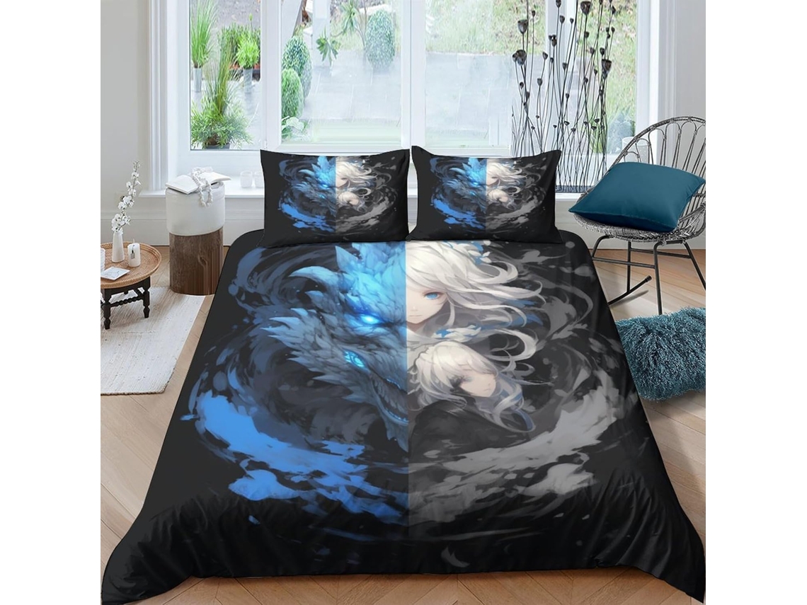 Capa de Edredom com Fronhas Estampadas 3d Microfibra 200x200cm, 135x200 Cm S/MARCA