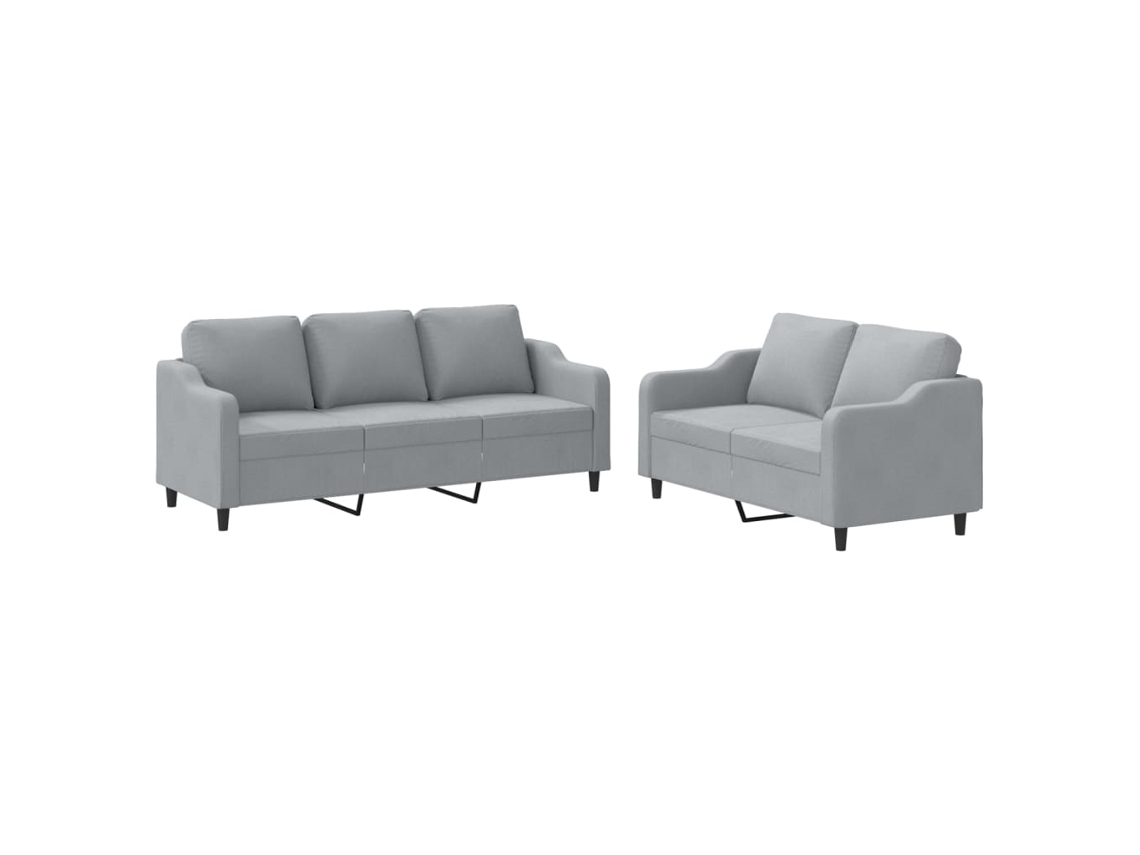 Conjunto de 2 sofás com almofadões tecido cinzento claro MAISON EXCLUSIVE