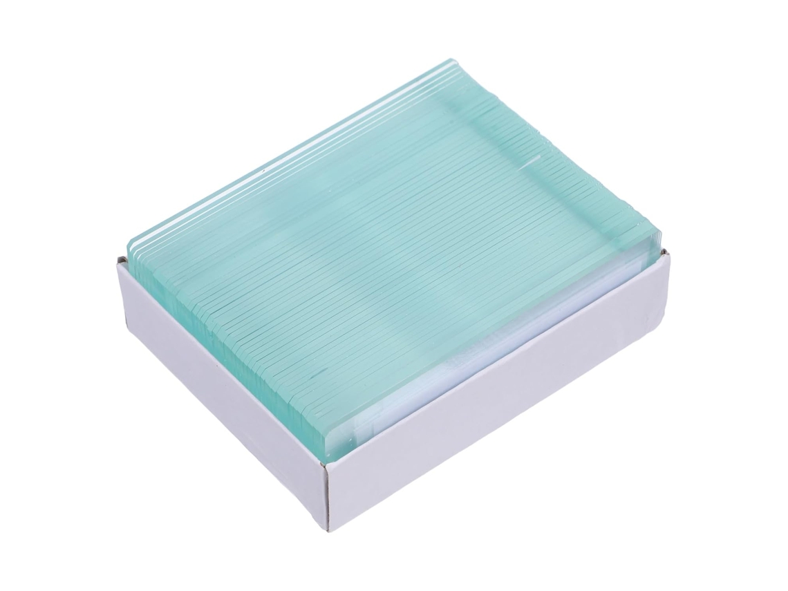 50 Lâminas De Microscópio Côncavas De Vidro Branco, Resistentes E Práticas.