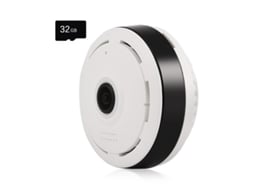 Câmera De Vigilância, Com Cartão De Memória 32g, Panorama 360°, Conexão Wifi, Compatível Com Android/iphone, Branco Yizhood