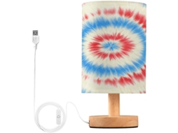 Abajur De Cabeceira Tie Dye Para Quarto, Abajur De Cabeceira Led, Luminária De Leitura Com Portas Usb E Cúpula Tecido