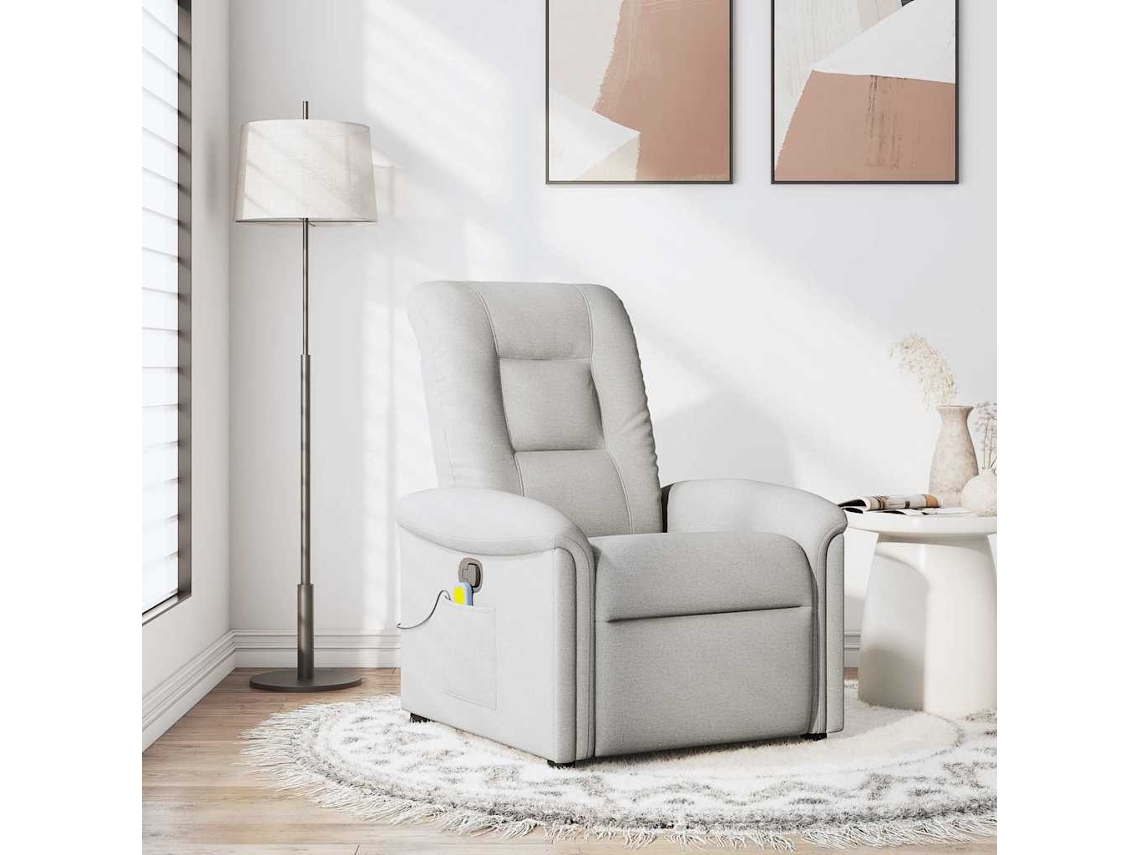 Vidaxl Cadeira De Massagem Reclinável Tecido Cinzento