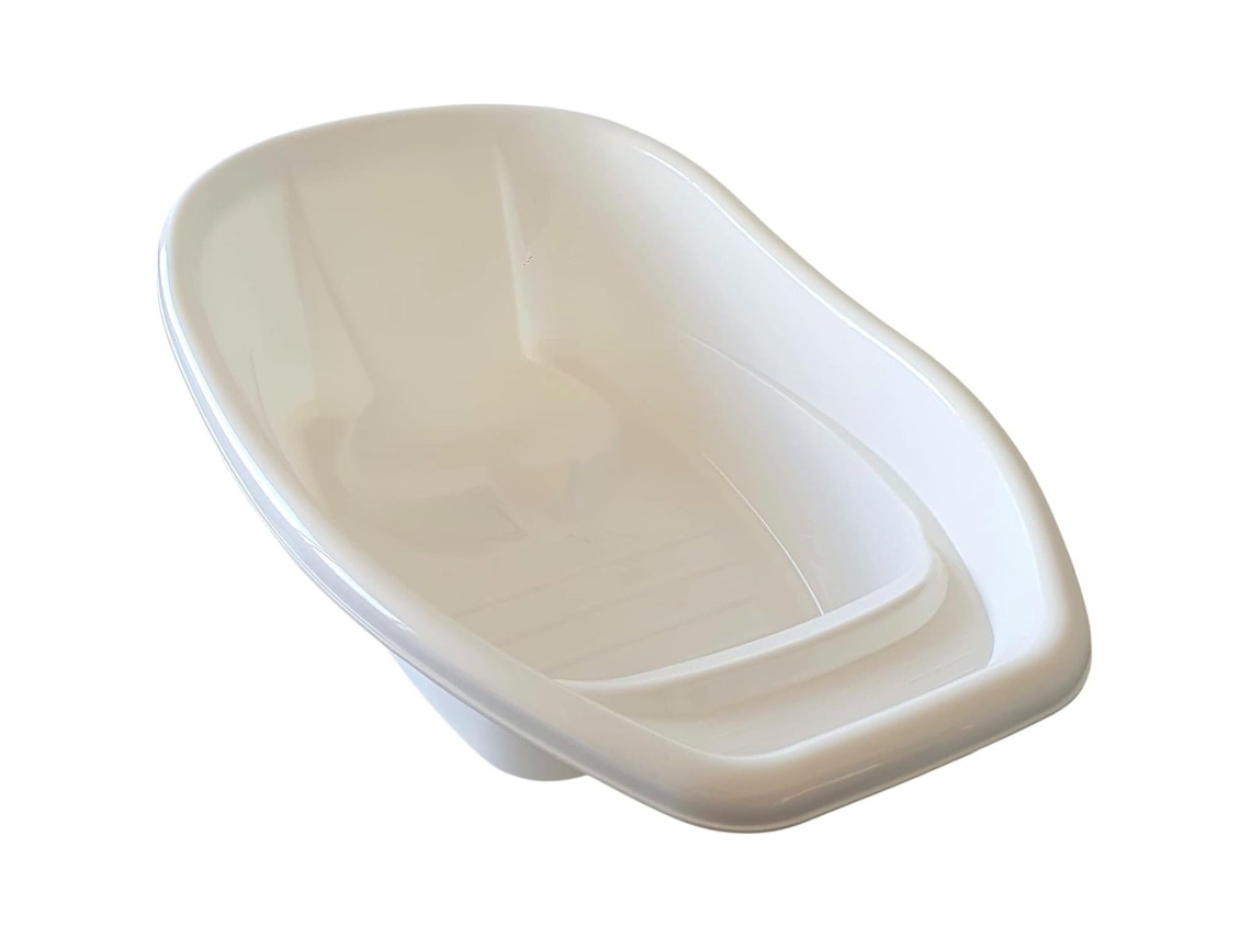 Banheira para bebês desde o nascimento com suporte antiderrapante integrado, ideal para banho e ducha (branca)