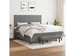Vidaxl Cama Com Molas/colchão 180x200 Cm Tecido Cinzento-escuro