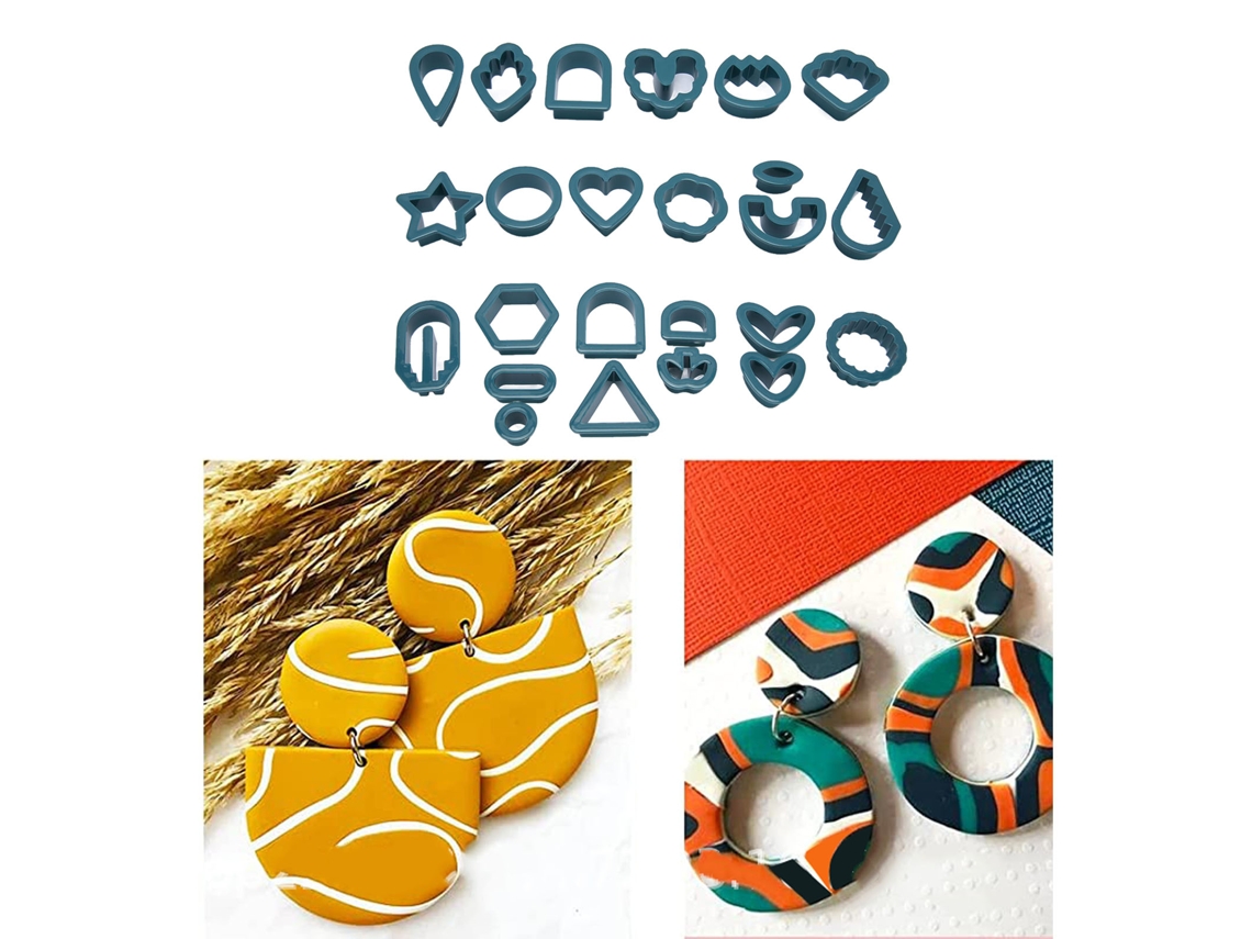 24 Peças De Cutter De Argila Polimérica Para Pingentes Diy Com Borda Grossa Segura Para Comida, Bolos E Velas Azuis