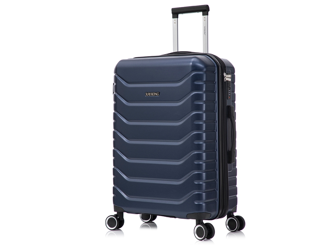 Mala Média Expansível Abspc 66x45x27,50 Cm 30 Cm Estendida | 82l 90l | 24 Polegadas | 23 Kg Com Fecho De Combinação Semi Rígido Azul Marinho Raykong