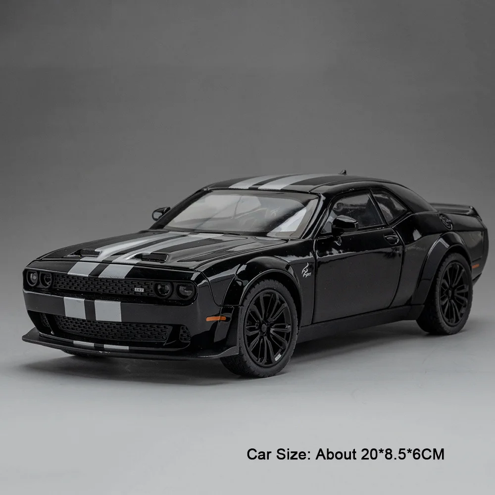 (preto) Miniatura Do Hellcat Em Escala 1:22, Com Volante Giratório E Portas Que Abrem.
