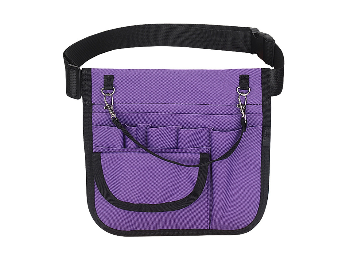 Bolsa de cintura ultrafina e de grande capacidade para enfermeiras, com vários compartimentos, roxa.