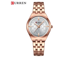 Relógio Feminino Com Pulseira De Aço, Mostrador Estampado Elegante E Resistente À Água.